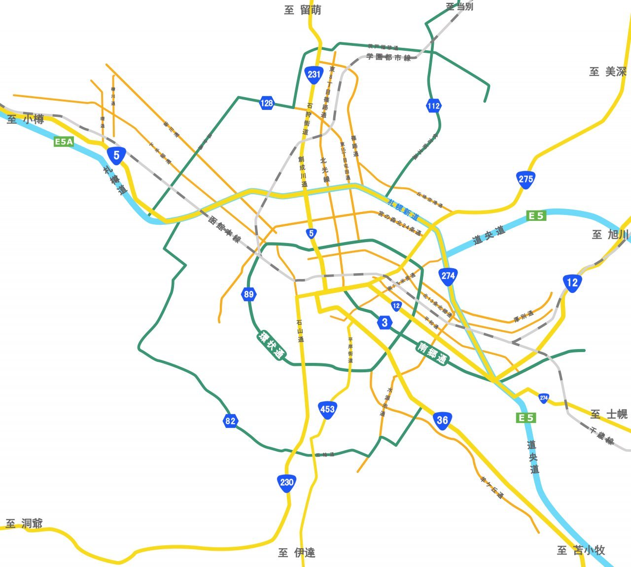 札幌の主要交通路線MAP